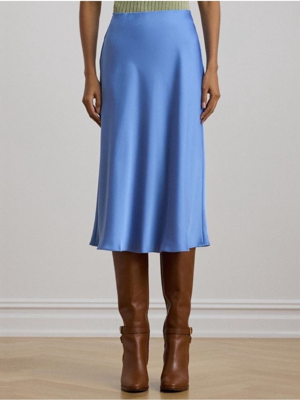 Lauren Ralph Lauren Satin Charmeuse Midi Skirt Size 10